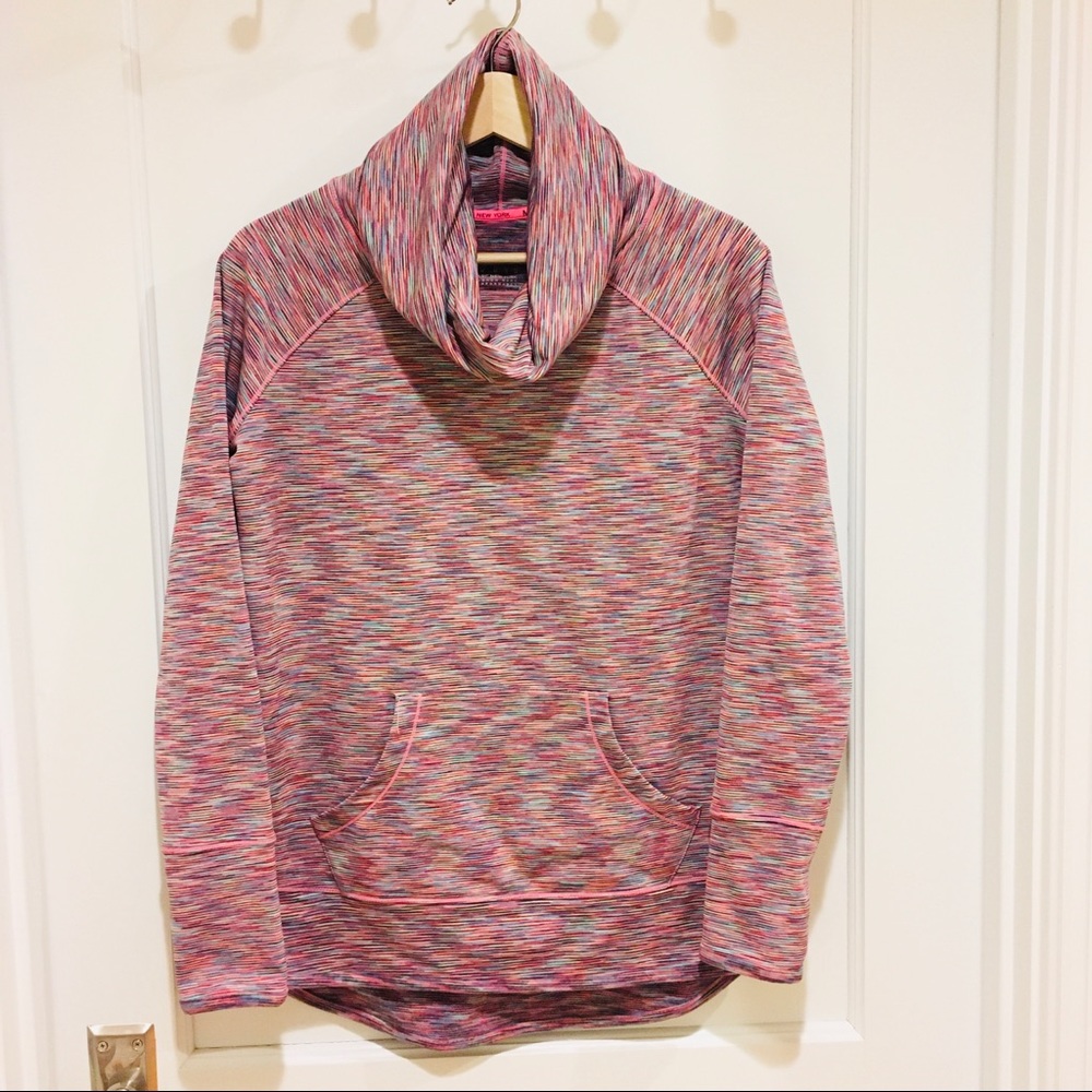 ⭐️ Marc New York Performance Cowl Neck Pullover Sweatshirt Space Dye Pink